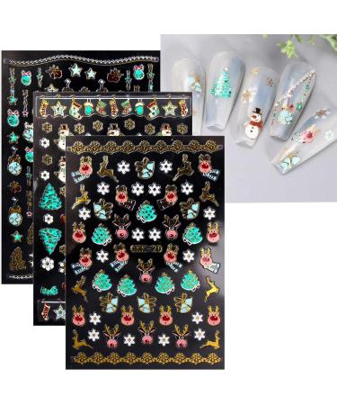 JMEOWIO 12 Sheets Christmas Nail Art Stickers Decals Self-Adhesive Snowflake Xmas Winter Holiday Colorful Nail Supplies Nail Art Design Decoration Accessories - Buy Online on GoSupps.com