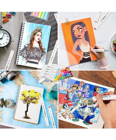 Caliart 100 Colors Artist Alcohol Markers Dual Tip Art Markers Twin Sketch Markers Pens Permanent Alcohol Based Markers with Case for Adult Kids Coloring Drawing Sketching Card Making Illustration white penshold - Buy Online on GoSupps.com
