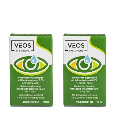 VEOS pharmaceutical drops with sodium hyaluronate 0.2% - drops of moisture eye drops against red eyes - preservatives 10 ml (2 pack)