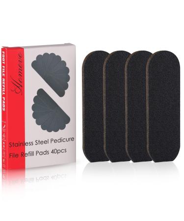 40 Pieces Stainless Steel Pedicure Foot File Refill Pads, Coarse-Fine Double Side Reusable Foot Rasp Pad with Removable Glue, Remove Callus & Dead Skin(Black, 20pcs 180 Grit+20pcs 120 Grit)