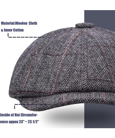 2 Pack Men's Classic Wool Blend Newsboy Hats - Black/Grey - Buy Online on GoSupps.com