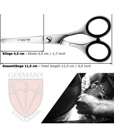 3 Swords Germany Professional Nostril Nose and Ear Hair Scissors - Stainless Steel Straight Blade with Rounded Tip, Black Case - Nose and Ear Scissors - Buy Online on GoSupps.com