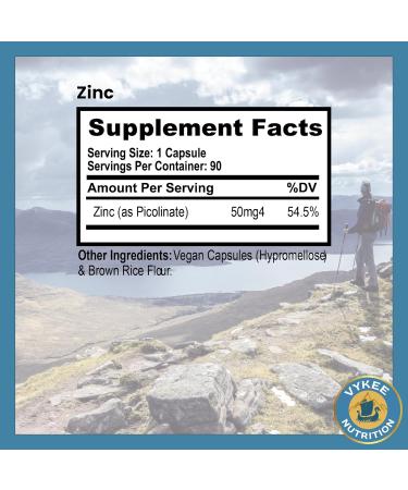 Vykee Nutrition Zinc Daily Wellness Supplement | Nourish Your Skin for a Radiant Glow | Immune Support & Enhance Digestion | 90 Capsules - Buy Online on GoSupps.com