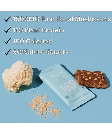 Full Dose Vegan Protein Bars with Functional Mushrooms - Lions Mane, Chaga, Reishi, Cordyceps | Nootropic Adaptogens | Gluten Free Superfoods Protein Bars - Buy Online on GoSupps.com