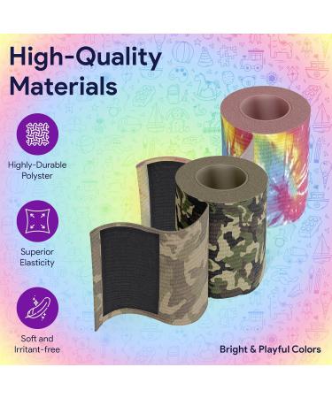 Elastic Bandage Wrap with Self Closure - 3 x 180 Compression Sports Wrap - 2 Pack Breathable & Moisture Resistant Bandages for Sprains - Camo & Tie Dye - Buy Online on GoSupps.com
