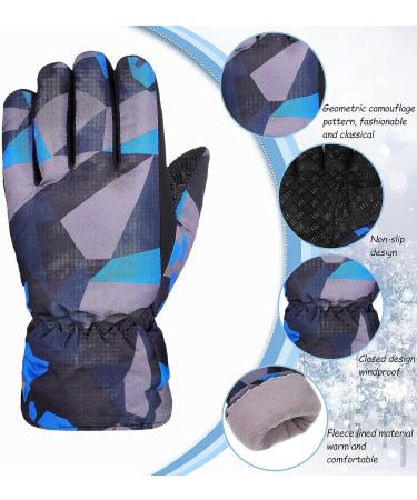 Kids Winter Gloves 2 Pairs - Waterproof Camo Snowboard Gloves for Ages 8-14 - Buy Online on GoSupps.com