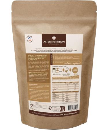 ALTER NUTRITION - Whey Protein Bio - Cocoa - Mass Gain - Recovery - BCAA - Organic Cow Milk - No Added Sugars - Made in France - 18g Protein Per Scoop - Bag of 1kg - Buy Online on GoSupps.com