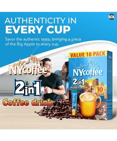 SOL 100pk Bulk NY 2 in 1 Coffee Sachets White Coffee Sachet and SOL Stickers Case Pack NY Coffee 10 x 10 Coffee Sachets 2in1 + SOL Sticker - Buy Online on GoSupps.com