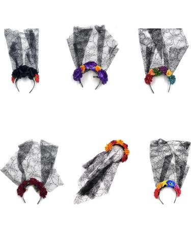 amangul Halloween Long Veil Headband Day of The Dead Lace Flower Veil Hairband Cosplay Costume Headpiece for Women Hair Decors(Fg1404) - Buy Online on GoSupps.com