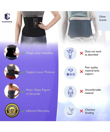 Guardani Waist Wraps for Women - Lower Belly Fat Trimmer and Back Support Belt | Black Stomach Wrap for Body Shaping and Posture Correction - Buy Online on GoSupps.com