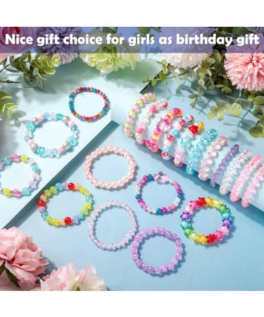 Hicarer 20 Pieces Girl Beaded Bracelets Cute Rainbow Bead Bracelets Colorful Bracelets Princess Bracelets Stretchy Bead Bracelets for Prince Birthday Present (Elegant Style) - Buy Online on GoSupps.com