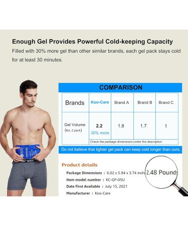 Koo-Care 2 Gel Ice Pack with Strap - Reusable Hot Cold Wrap - 11 x 5.9 - Flexible Cold Compress for Injuries - Pain Relief for Head Shoulder Knee Ankle - Migraine Relief - Buy Online on GoSupps.com
