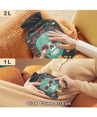 Naanle Vintage Mexican Skull Hot Water Bottle - 1L Transparent Handfoots Heating Bag for Pain Relief & Cold Therapy - Buy Online on GoSupps.com