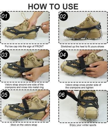 Ykall Ice Cleats Traction Snow Grips with 25 Stainless Steel Spikes - Anti Slip for Men, Women, and Kids - Ideal for Hiking, Fishing, Walking, Climbing - Large Size for Mountaineering - Buy Online on GoSupps.com