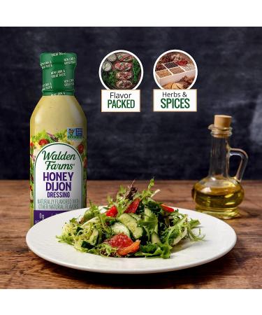 Walden Farms Honey Dijon Dressing 12 oz Bottle - 0g Net Carbs | Kosher Certified | Perfect for Salads, Fish, Chicken, Burgers, and Sandwiches - Buy Online on GoSupps.com