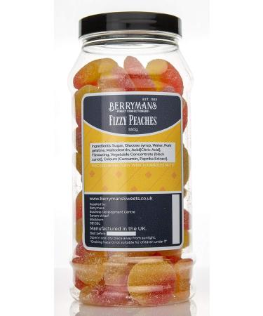 Fizzy Peaches Jelly Gummy Retro Sweets Gift Jar - Berrymans Sweet Shop - Buy Online on GoSupps.com