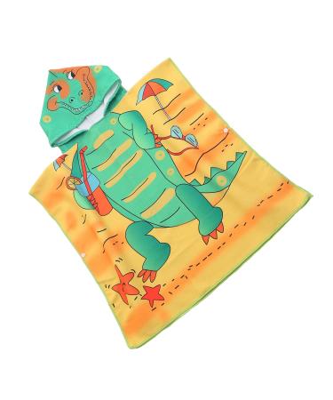 FEBE Bath Poncho Children's Bath Towel with Hood Bathrobe for Toddler Crocodile on the Beach