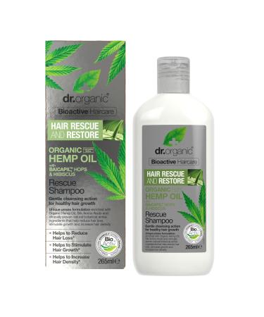 Dr Organic Organic Hemp Oil Rescue Shampoo Natural Vegetarian Cruelty Free Paraben & SLS Free Eco Friendly Recyclable Packaging For Women & Men Palm Oil Free 265ml Hemp 265.00 ml (Pack of 1)