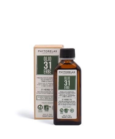PhytorelaxLaboratories Olio 31 Erbe Vegan & Organic - Miscela Di Oli Essenziali Ed Estratti Da Erbe E Piante - 100 ml 3.4 Fl Oz Made in Italy Italian Import 31 Herbs Oil