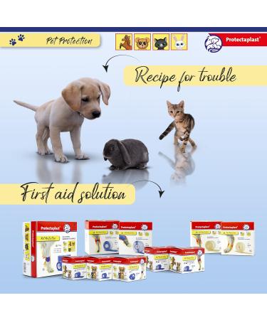 Protecta Plast Self-Adhesive Band 7 Set for Pets - Latex-Free Veterinary Bandage for Dogs Cats & Horses - Wound Care & Joint Support - 3 Sizes (7.5cm x 4.5m 5cm x 4.5m 2.5cm x 4.5m) - Buy Online on GoSupps.com