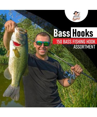 Bass Fishing Hooks Assortment - 150 Offset Hooks for Texas Rig Bass Fishing with Plastic Worms - Freshwater Fish Hook Set - Buy Online on GoSupps.com
