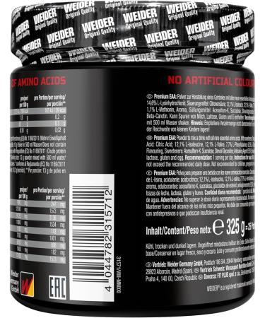 Weider Premium EAA Powder Zero Vegan Sugar-Free Tropical Amino Drink with High BCAA Content | 325g All 9 Essential Amino Acids - Buy Online on GoSupps.com