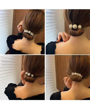 Vintage Pearl Flower Hairpins Set for Ladies and Girls - 4 PCS Lazy Flower & Meatball Head Hairpin Collection - Buy Online on GoSupps.com