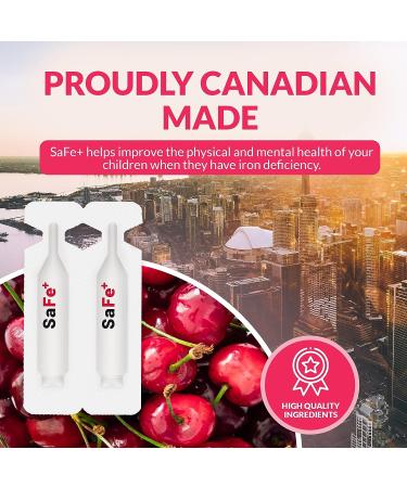 SaFe+ Liquid Iron for Children - 20mg/2mL Cherry Flavor - 30 Unit-Doses - Sugar Free & Allergen Free - Promotes Physical & Mental Wellbeing - Buy Online on GoSupps.com