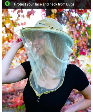 AGGAFA Mosquito Head net hat UPF 50+ Mosquito hat Best Solution to Keep The Mosquitoes and Bugs Off When Gardening Fishing Camping (Beige Hat) - Buy Online on GoSupps.com