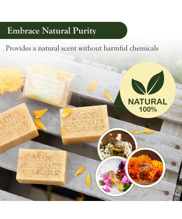ADK Natural Marigold Soap Bar - Handmade Calendula & Olive Oil Vegan Soap for Dry Sensitive Skin | 4 oz Antioxidant Body Soap for Men Women & Babies - Buy Online on GoSupps.com