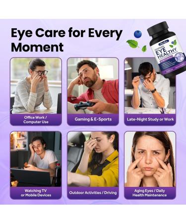 AREDS 2 Eye Vitamins and Mineral Supplement with Bilberry Extract Omega-3 Lutein Astaxanthin Zeaxanthin Eye Vitamin for Macular Health Dry Eye Eye Strain Night Vision - 120 Softgels - Buy Online on GoSupps.com
