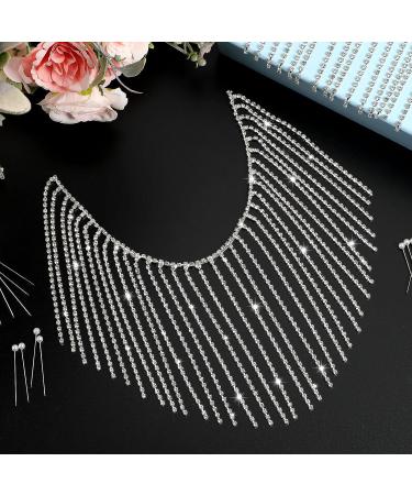 2 Yard Silver Rhinestone Fringe Trim for Sewing & Crafts - Wedding, Party Clothing Accessories - Buy Online on GoSupps.com
