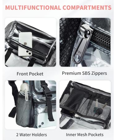 Vorspack Clear Mini Stadium Approved Backpack with Water Holders - Black - Buy Online on GoSupps.com