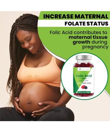 Folic Acid Gummies for Pregnancy - 120 x 400mcg - Vegan Prenatal Vitamins - Natural Berry Flavor - High Strength Folate Supplement for Women - Buy Online on GoSupps.com