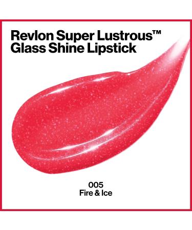 REVLON Super Lustrous Glass Shine Lipstick - Fire & Ice (005) - Moisturizing Lip Color with Aloe, Hyaluronic Acid, and Rose Quartz - 0.15 oz - Buy Online on GoSupps.com