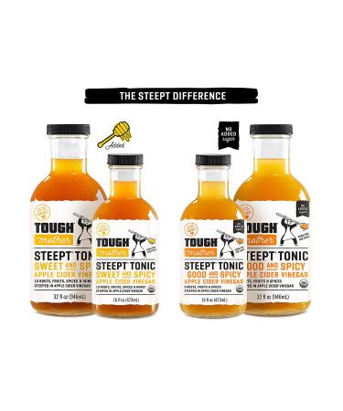 Tough Mother STEEPT TONIC - Organic Apple Cider Vinegar Wellness Shots with Raw Honey - Vegan Keto Paleo - Sweet and Spicy - 32 fl oz - Buy Online on GoSupps.com