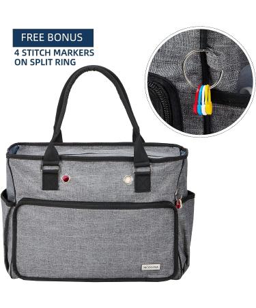 NICOGENA Large Capacity Knitting Bag - Portable Yarn Storage Tote in Gray for Yarn Skeins and Accessories - Tangle-Free Design with 4 Oversized Grommets - Buy Online on GoSupps.com