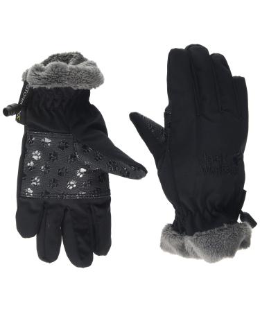 Jack Wolfskin Unisex Kids Softshell Highloft Glove Kids Windproof Children's Softshell Gloves 128 Black