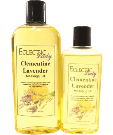 Clementine Lavender Massage Oil 8 oz with Sweet Almond Oil and Jojoba Oil Preservative Free Perfect for Aromatherapy and Relaxation 8 Ounce