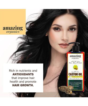 AmazingOrganics Pure Unrefined Castor Oil - 250ml for Hair, Skin, Eyelashes & Nails - Buy Online on GoSupps.com