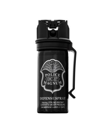 POLICE MAGNUM Pepper Spray Self Defense- Max Strength- 16ft Range- Portable Law Enforcement Unit - Made in The USA - 1 Pack 2oz Flip Top Belt Clip Stream