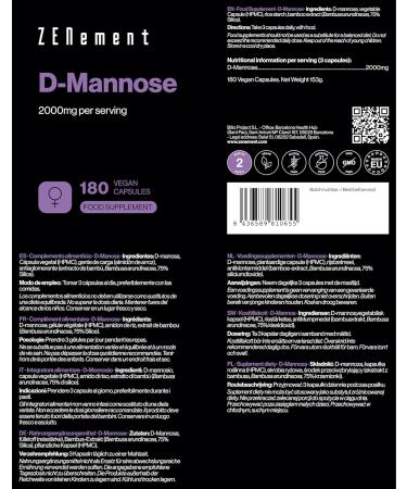 D-Mannose - 180 Capsules - 2000 mg of D-Mannose per Daily Dose High Dosage Highly Bioavailable - 2 Months Supply - No Flavors or Additives - 100% Vegan - Buy Online on GoSupps.com
