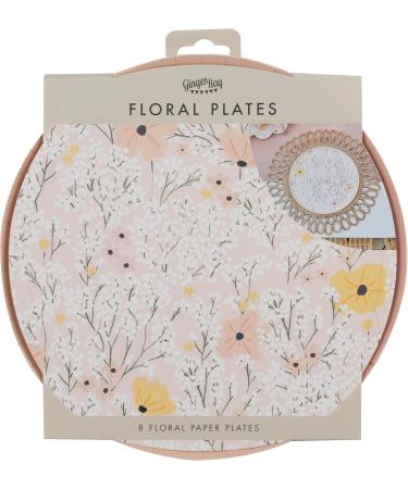 Ginger Ray Pink Flower Paper Birthday Plates | Party Tableware | Pack of 8 - International Shipping Available - Buy Online on GoSupps.com