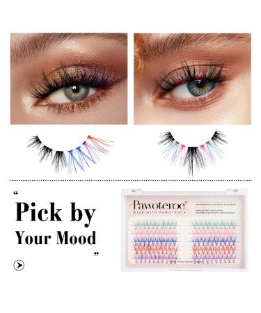 Colored Cluster Lashes DIY Individual Eyelash Extension 5 Colors 14mm Curl Set - 100pcs False Lashes Pack by Pawotence - Buy Online on GoSupps.com
