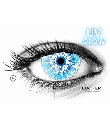 LUCIFER Colored contact lenses Glow White Walker - 2 pieces (1 pair) without prescription UV I -Glow Neon Volturi Demon Twilight Contact lenses for Halloween Cosplay Carnival Party