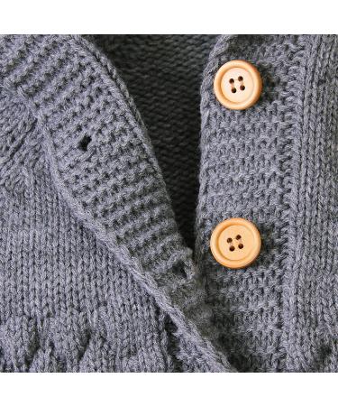 Haokaini Newborn Baby Winter Romper 12-18 Months Grey - Ear Hooded Knitted Snowsuit - Buy Online on GoSupps.com