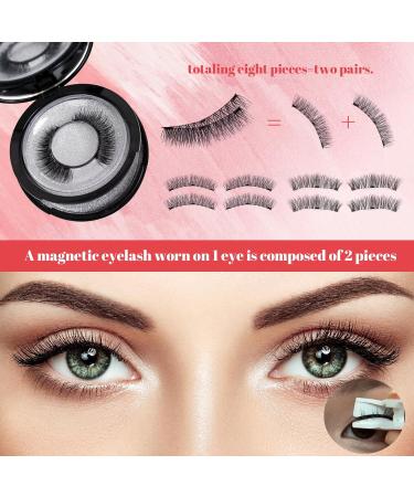 Buy Magnetic Eyelashes Kit - Glue Free 2 Pairs of 3D Thick False Lashes with Applicator | Durable & Lightweight Natural Look - Buy Online on GoSupps.com
