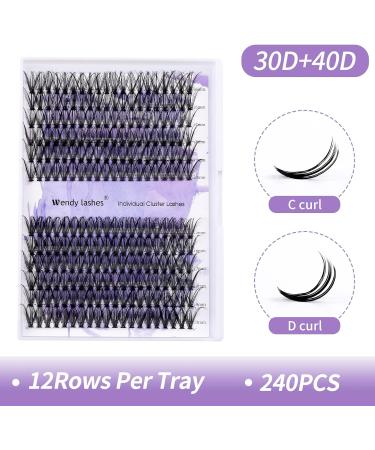 240PCS Cluster Lashes Extension C Curl 0.07mm 30D/40D Mixed 16-20mm | DIY Individual Eyelashes Clusters | Wide Stem Lash Extensions | RR-16-20mm Clusters-30D+40D-0.07-C - Buy Online on GoSupps.com