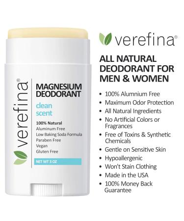 Aluminum Free Deodorant For Men & Women | All Natural | Hypoallergenic | Paraben Free | Non Toxic | Cruelty Free | Vegan | Natural Deodorant For Sensitive Skin | 3 Oz Stick Clean Scent 3 Ounce (Pack of 1) - Buy Online on GoSupps.com
