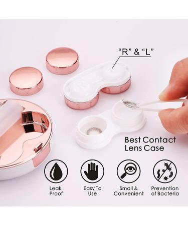TreaHome 2 Pack Contact Lens Case - Leak-Proof Travel Kit with Cleaner, Holder, Tweezers & Remover Tool - Rose Gold - Buy Online on GoSupps.com